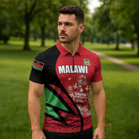 Custom Malawi Cricket Zipper Polo Shirt Go Champions - Wonder Print Shop