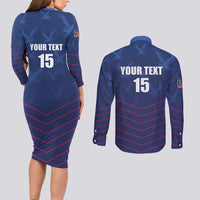 Custom Namibia Cricket Couples Matching Long Sleeve Bodycon Dress and Long Sleeve Button Shirt Go Eagles Go - Wonder Print Shop
