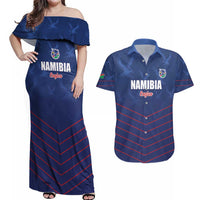 Custom Namibia Cricket Couples Matching Off Shoulder Maxi Dress and Hawaiian Shirt Go Eagles Go - Wonder Print Shop