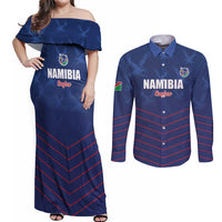 Custom Namibia Cricket Couples Matching Off Shoulder Maxi Dress and Long Sleeve Button Shirt Go Eagles Go - Wonder Print Shop