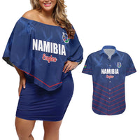 Custom Namibia Cricket Couples Matching Off Shoulder Short Dress and Hawaiian Shirt Go Eagles Go - Wonder Print Shop