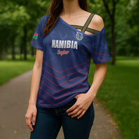 Custom Namibia Cricket Cross Shoulder Shirt Go Eagles Go - Wonder Print Shop