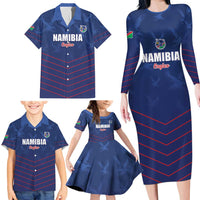 Custom Namibia Cricket Family Matching Long Sleeve Bodycon Dress and Hawaiian Shirt Go Eagles Go - Wonder Print Shop