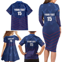 Custom Namibia Cricket Family Matching Long Sleeve Bodycon Dress and Hawaiian Shirt Go Eagles Go - Wonder Print Shop