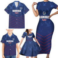 Custom Namibia Cricket Family Matching Short Sleeve Bodycon Dress and Hawaiian Shirt Go Eagles Go - Wonder Print Shop
