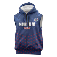 Custom Namibia Cricket Sleeveless Zip Hoodie Go Eagles Go - Wonder Print Shop