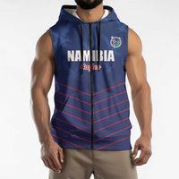 Custom Namibia Cricket Sleeveless Zip Hoodie Go Eagles Go - Wonder Print Shop