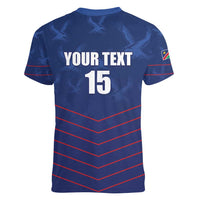 Custom Namibia Cricket Women V-Neck T-Shirt Go Eagles Go - Wonder Print Shop