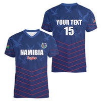 Custom Namibia Cricket Women V-Neck T-Shirt Go Eagles Go - Wonder Print Shop