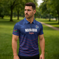 Custom Namibia Cricket Zipper Polo Shirt Go Eagles Go - Wonder Print Shop