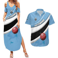 Custom Botswana Cricket Couples Matching Summer Maxi Dress and Hawaiian Shirt Go Baggy Blues - Wonder Print Shop