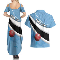 Custom Botswana Cricket Couples Matching Summer Maxi Dress and Hawaiian Shirt Go Baggy Blues - Wonder Print Shop
