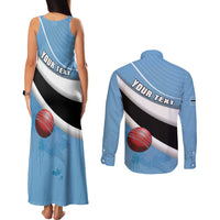 Custom Botswana Cricket Couples Matching Tank Maxi Dress and Long Sleeve Button Shirt Go Baggy Blues - Wonder Print Shop