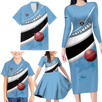 Custom Botswana Cricket Family Matching Long Sleeve Bodycon Dress and Hawaiian Shirt Go Baggy Blues - Wonder Print Shop