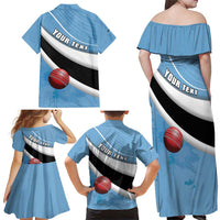 Custom Botswana Cricket Family Matching Off Shoulder Maxi Dress and Hawaiian Shirt Go Baggy Blues - Wonder Print Shop