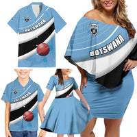 Custom Botswana Cricket Family Matching Off Shoulder Short Dress and Hawaiian Shirt Go Baggy Blues - Wonder Print Shop