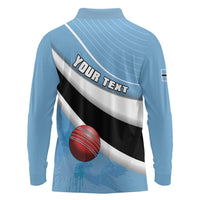 Custom Botswana Cricket Long Sleeve Polo Shirt Go Baggy Blues - Wonder Print Shop