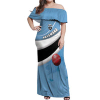 Custom Botswana Cricket Off Shoulder Maxi Dress Go Baggy Blues - Wonder Print Shop