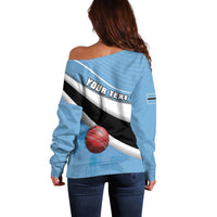 Custom Botswana Cricket Off Shoulder Sweater Go Baggy Blues - Wonder Print Shop