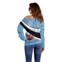 Custom Botswana Cricket Off Shoulder Sweater Go Baggy Blues - Wonder Print Shop