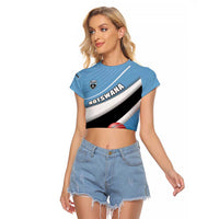 Custom Botswana Cricket Raglan Cropped T Shirt Go Baggy Blues - Wonder Print Shop