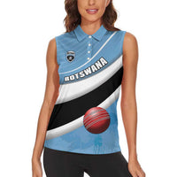 Custom Botswana Cricket Women Sleeveless Polo Shirt Go Baggy Blues - Wonder Print Shop