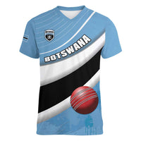 Custom Botswana Cricket Women V-Neck T-Shirt Go Baggy Blues - Wonder Print Shop