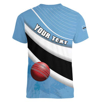 Custom Botswana Cricket Women V-Neck T-Shirt Go Baggy Blues - Wonder Print Shop
