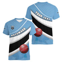 Custom Botswana Cricket Women V-Neck T-Shirt Go Baggy Blues - Wonder Print Shop