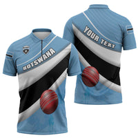 Custom Botswana Cricket Zipper Polo Shirt Go Baggy Blues - Wonder Print Shop