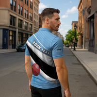 Custom Botswana Cricket Zipper Polo Shirt Go Baggy Blues - Wonder Print Shop