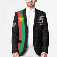 Personalized Burkina Faso Striped Blazer African Mud Cloth Pattern - Black - Wonder Print Shop