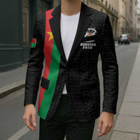 Personalized Burkina Faso Striped Blazer African Mud Cloth Pattern - Black - Wonder Print Shop
