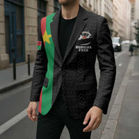 Personalized Burkina Faso Striped Blazer African Mud Cloth Pattern - Black - Wonder Print Shop