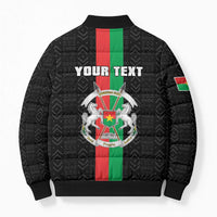 Personalized Burkina Faso Striped Bomber Puffer Jacket African Mud Cloth Pattern - Black - Wonder Print Shop