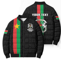 Personalized Burkina Faso Striped Bomber Puffer Jacket African Mud Cloth Pattern - Black - Wonder Print Shop