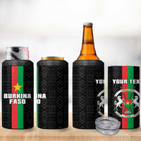Personalized Burkina Faso Striped 4 in 1 Can Cooler Tumbler African Mud Cloth Pattern - Black - Wonder Print Shop
