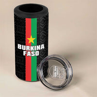 Personalized Burkina Faso Striped 4 in 1 Can Cooler Tumbler African Mud Cloth Pattern - Black - Wonder Print Shop