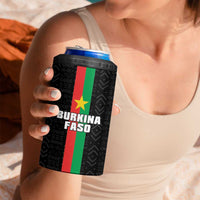Personalized Burkina Faso Striped 4 in 1 Can Cooler Tumbler African Mud Cloth Pattern - Black - Wonder Print Shop
