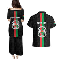 Personalized Burkina Faso Striped Couples Matching Puletasi and Hawaiian Shirt African Mud Cloth Pattern - Black - Wonder Print Shop