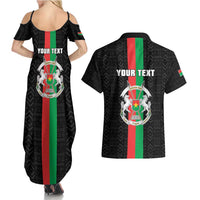 Personalized Burkina Faso Striped Couples Matching Summer Maxi Dress and Hawaiian Shirt African Mud Cloth Pattern - Black - Wonder Print Shop