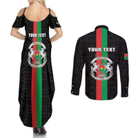 Personalized Burkina Faso Striped Couples Matching Summer Maxi Dress and Long Sleeve Button Shirt African Mud Cloth Pattern - Black - Wonder Print Shop