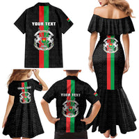 Personalized Burkina Faso Striped Family Matching Mermaid Dress and Hawaiian Shirt African Mud Cloth Pattern - Black - Wonder Print Shop