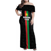 Personalized Burkina Faso Striped Family Matching Off Shoulder Maxi Dress and Hawaiian Shirt African Mud Cloth Pattern - Black - Wonder Print Shop