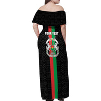 Personalized Burkina Faso Striped Family Matching Off Shoulder Maxi Dress and Hawaiian Shirt African Mud Cloth Pattern - Black - Wonder Print Shop