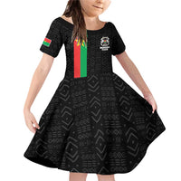 Personalized Burkina Faso Striped Family Matching Off Shoulder Short Dress and Hawaiian Shirt African Mud Cloth Pattern - Black - Wonder Print Shop