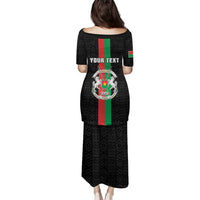 Personalized Burkina Faso Striped Family Matching Puletasi and Hawaiian Shirt African Mud Cloth Pattern - Black - Wonder Print Shop