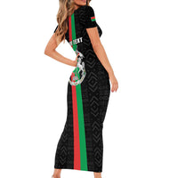 Personalized Burkina Faso Striped Family Matching Short Sleeve Bodycon Dress and Hawaiian Shirt African Mud Cloth Pattern - Black - Wonder Print Shop