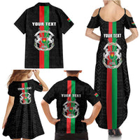 Personalized Burkina Faso Striped Family Matching Summer Maxi Dress and Hawaiian Shirt African Mud Cloth Pattern - Black - Wonder Print Shop