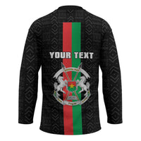 Personalized Burkina Faso Striped Hockey Jersey African Mud Cloth Pattern - Black - Wonder Print Shop
